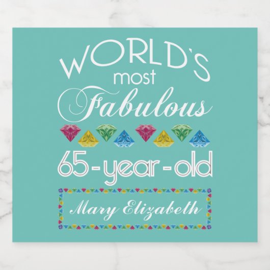 65e verjaardag meest fabelachtige kleurrijke Gem T Bier Etiket (Enkel label)