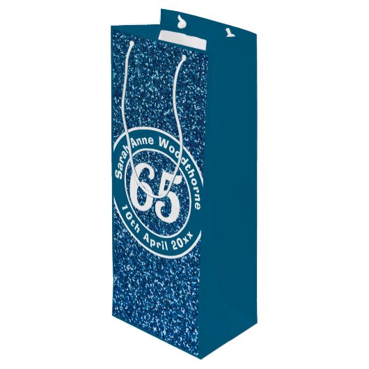 65e verjaardag met naam, leeftijd en datum wijn wijn cadeautas (Achterkant Gekanteld)