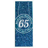 65e verjaardag met naam, leeftijd en datum wijn wijn cadeautas (Achterkant)