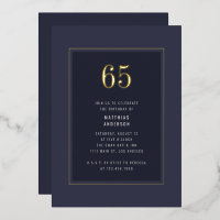 65e verjaardag Minimaal Elegant Donker Gouden Fram