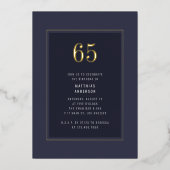 65e Verjaardag minimaal Elegant Donkergoud Lijst Folie Uitnodiging (Voorkant)