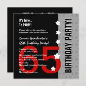 65e verjaardag Modern Red Silver Black Funny D845D Kaart (Voorkant / Achterkant)