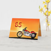 65e verjaardag Motorfiets zonsondergang Kaart (Gele Bloem)