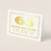 65e verjaardag; naam + Art Deco geïnspireerd look Folie Kaarten (Voorkant)