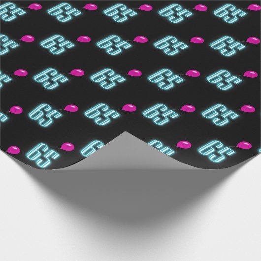 65e verjaardag Neon met ballon Cadeaupapier (Hoek)