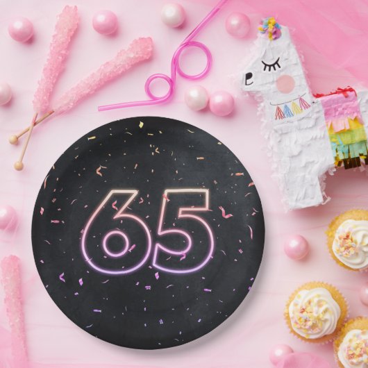 65e verjaardag Neon Sign on Black Paper Bord (Feest)