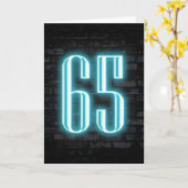 65e verjaardag Neon Sign on Brick Kaart (Gele Bloem)