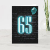 65e verjaardag Neon Sign on Brick Kaart (Voorkant)