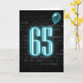 65e verjaardag Neon Sign on Brick Kaart (Gele Bloem)