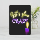 65e verjaardag Neon Sign. with Candle Kaart (Staand voorkant)