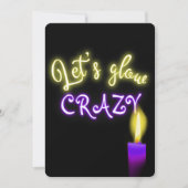 65e verjaardag Neon Sign. with Candle Kaart (Voorkant)