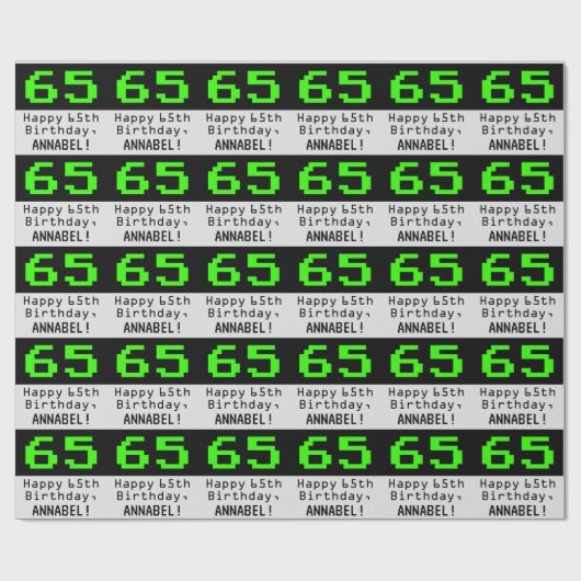 65e verjaardag - Nerdy / Geeky stijl "65" en naam Cadeaupapier (Vlak)
