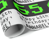 65e verjaardag - Nerdy / Geeky stijl "65" en naam Cadeaupapier (Rol Hoek)