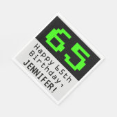 65e verjaardag - nerdy / geeky stijl "65" & naam servet (Hoek)