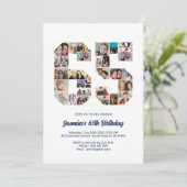 65e verjaardag nummer 65 aangepaste foto collage kaart (Staand voorkant)