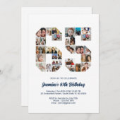 65e verjaardag nummer 65 aangepaste foto collage kaart (Voorkant / Achterkant)