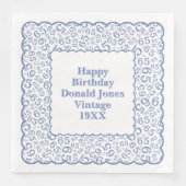 65e verjaardag nummer patroon Scallops blauw/wit Servet (Voorkant)