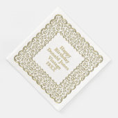 65e verjaardag nummer patroon Scallops goud/wit Servet (Hoek)