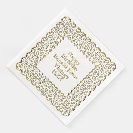 65e verjaardag nummer patroon Scallops goud/wit Servet (Hoek)