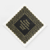 65e verjaardag nummer patroon Scallops goud/zwart Servet (Hoek)