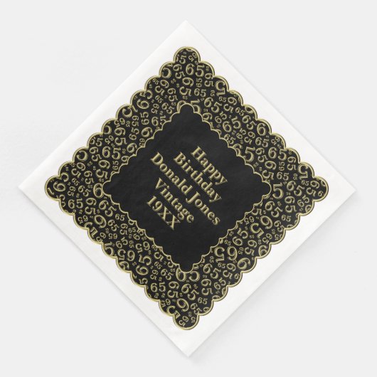 65e verjaardag nummer patroon Scallops goud/zwart Servet (Hoek)