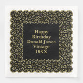 65e verjaardag nummer patroon Scallops goud/zwart Servet (Voorkant)