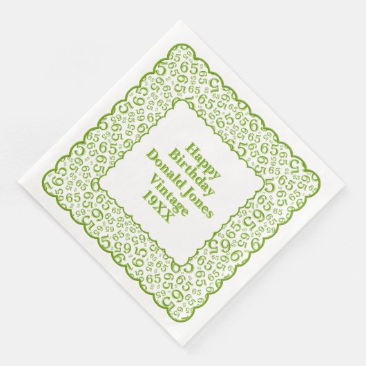 65e verjaardag nummer patroon Scallops groen/wit Servet (Hoek)