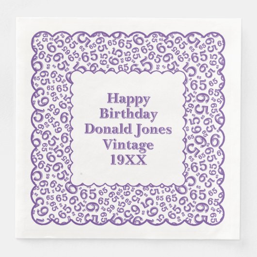 65e verjaardag nummer patroon Scallops koraal / wi Servet (Voorkant)