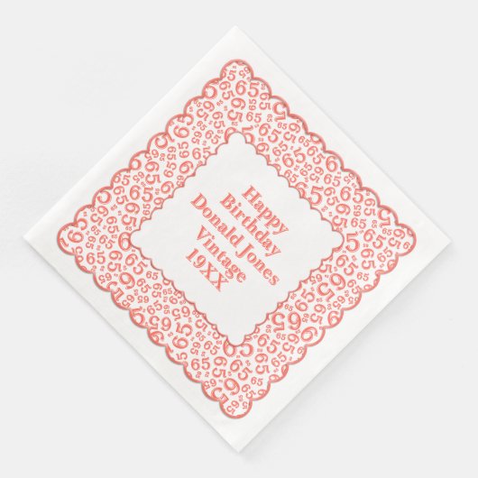 65e verjaardag nummer patroon Scallops koraal / wi Servet (Hoek)