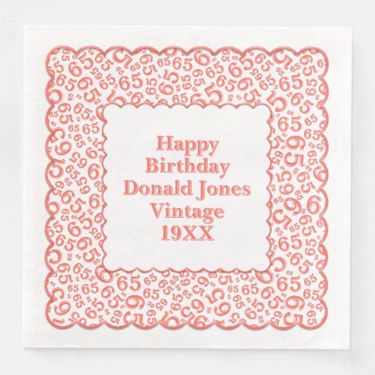 65e verjaardag nummer patroon Scallops koraal / wi Servet (Voorkant)
