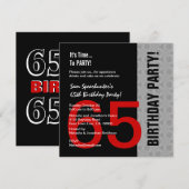 65e verjaardag of eender welk jaar rood zilver C84 Kaart (Voorkant / Achterkant)