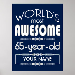 65e verjaardag op de wereld Best Fabulous Dark Blu Poster