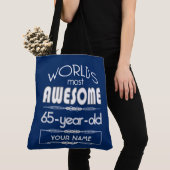 65e verjaardag op de wereld Best Fabulous Dark Blu Tote Bag (Dichtbij)