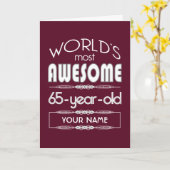 65e verjaardag op de wereld Best Fabulous Dark Red Kaart (Gele Bloem)