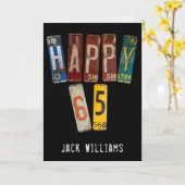 65e verjaardag oude auto licentie borden kaart (Gele Bloem)