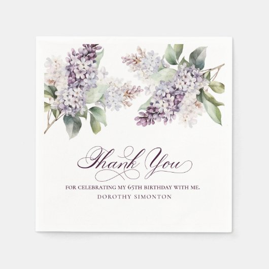 65e verjaardag Paarse Lila Spring Flower Cocktail Servet (Voorkant)