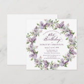 65e Verjaardag Paarse Lila Spring Flower Square Kaart (Voorkant / Achterkant)