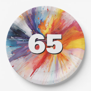 65e verjaardag Paint Blast Papieren Bordje