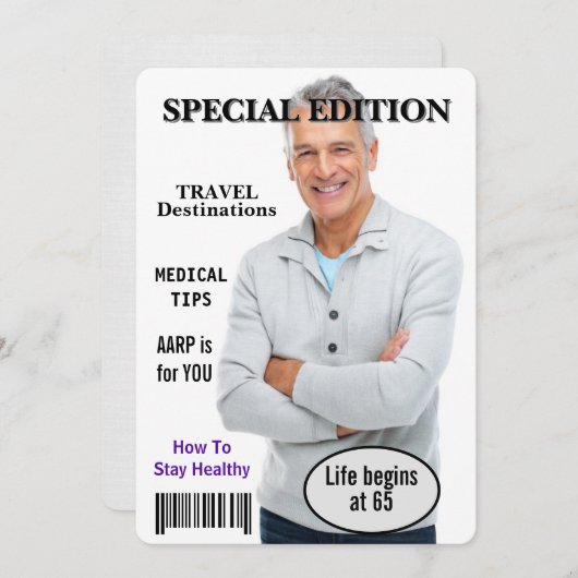 65e verjaardag Party Magazine Hoesje Uitnodiging (Voorkant / Achterkant)