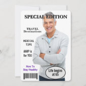 65e verjaardag Party Magazine Hoesje Uitnodiging (Voorkant)