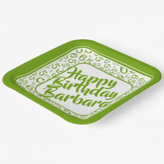 65e verjaardag Party Nummer Patroon Groen Wit Papieren Bordje (Gebogen)