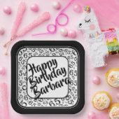 65e verjaardag Party Nummer Patroon Zwart Wit Papieren Bordje (Feest)