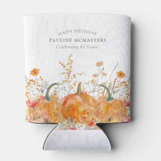 65e Verjaardag Party Pompoen Wildflower Custom Blikjeskoeler (Achterkant)