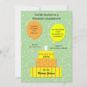 65e verjaardag Party Uitnodiging Plezier 65e taart