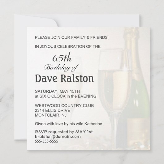 65e verjaardag - Persoonlijke uitnodigingen (Achterkant)