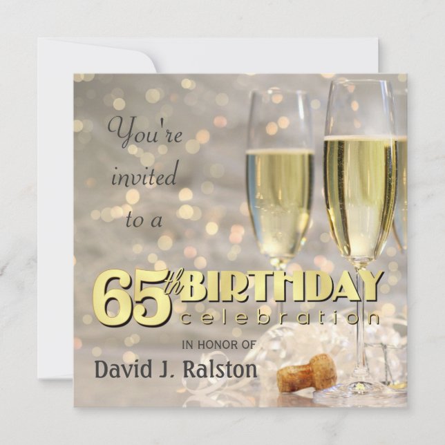 65e verjaardag - Persoonlijke uitnodigingen (Voorkant)