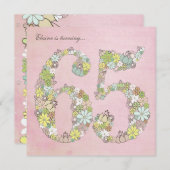 65e verjaardag Pink Blooms Aangepaste uitnodiging (Voorkant / Achterkant)