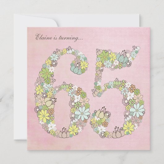65e verjaardag Pink Blooms Aangepaste uitnodiging (Voorkant)