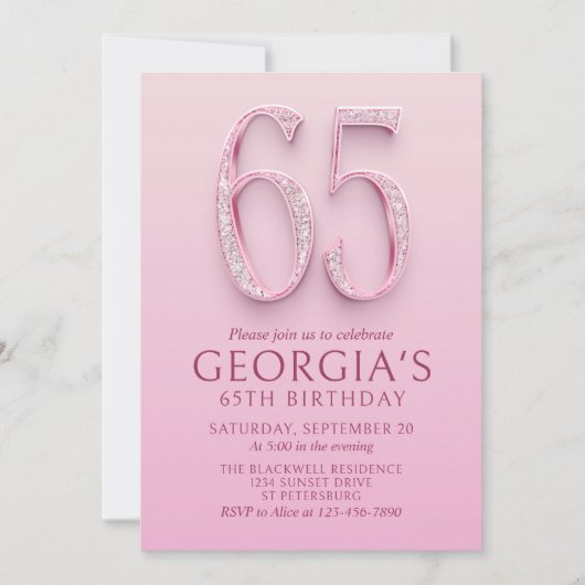 65e verjaardag Pink Diamonds Kaart (Voorkant)