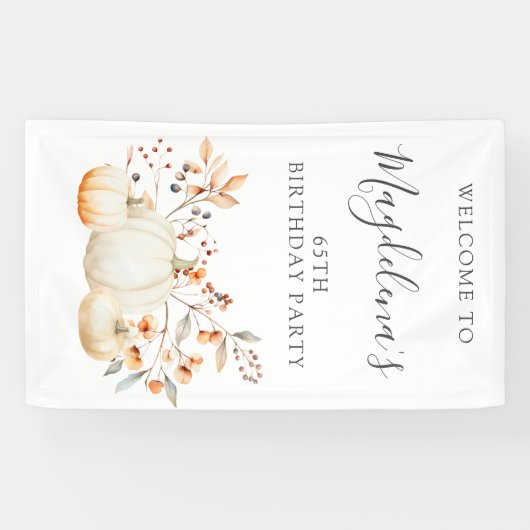 65e verjaardag Pompoen val bladeren Verticale Outd Spandoek (Horizontaal)